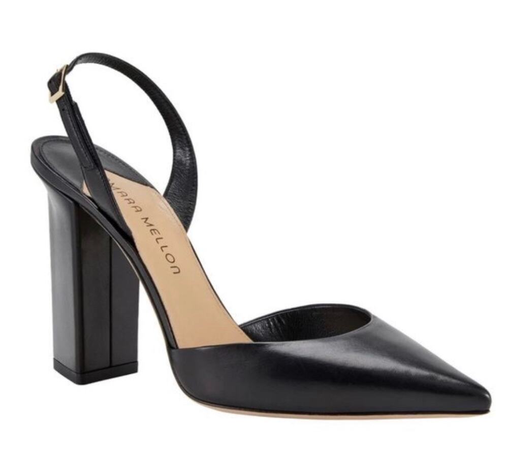 Tamara Mellon Liaison 105 Slingback Heels Black Leather Size 42